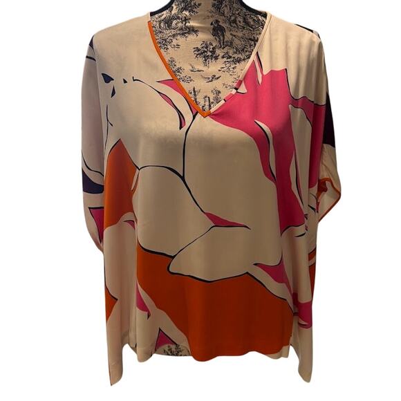 Diane Von Furstenburg Print Stretch Silk Top - Size S - Picture 1 of 4